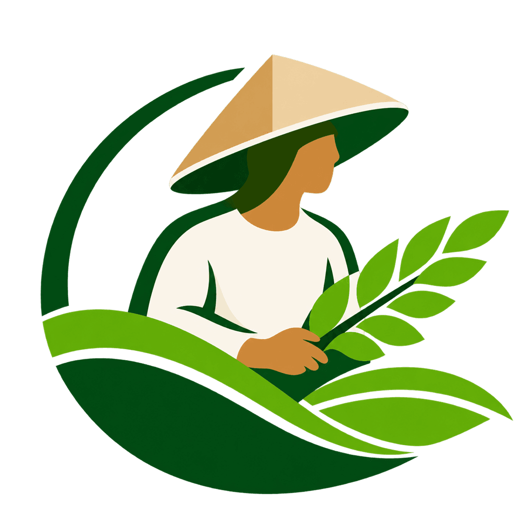 Joseph Farm farmer and leaves emblem